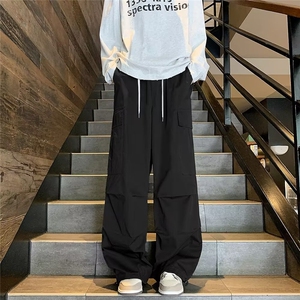 春秋季大口袋伞兵工装裤男美式复古机能宽松休闲阔腿裤子A643/P45图片