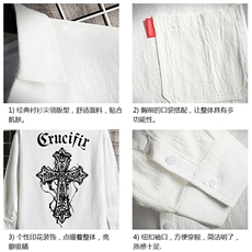 QC58268-P45亚麻七分袖衬衫男大码五分袖衬衣男短袖，男装T恤，电商A040A
