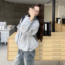 设计感立领皮衣外套女2025秋季新款复古宽松百搭小个子工装夹克潮，女装皮衣，2C056