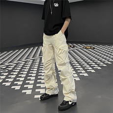 四季款美系宽松中性风潮纯色直筒松紧腰抽绳休闲裤品质，男装休闲裤，星座510-5