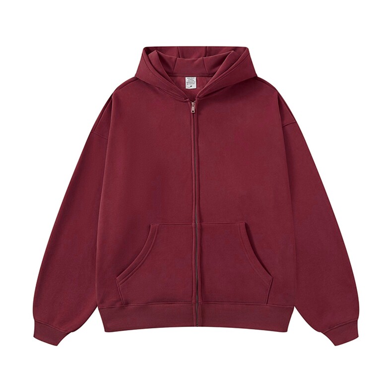 无帽绳版开衫360G重磅二开宽松光版纯色连帽卫衣外套WS15-特P33，男装卫衣，电商A486