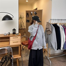 2025420克重磅开衫卫衣boxy短款松绿石棒球衫外套男G1148特P48，女装短外套，电商A339