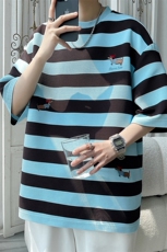 2025夏季新款旋律风车大码小狗刺绣短袖T恤M-5XHT25428-P35，男装T恤，电商A022