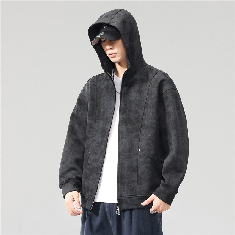 2025初秋简约开衫卫衣男外套秋季新款休闲连帽上衣服6602-P90K179,女装短外套,电商D215