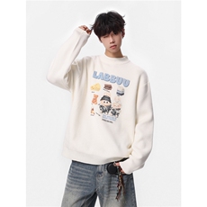 25秋冬印花新款卡通圆领毛衣男百搭舒适打底针织衫705-1-Y803-P50，男装T恤，星座705-1