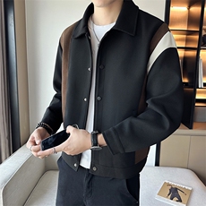 店主风秋冬季轻熟小伙翻领夹克撞色工装休闲外套上衣男JK117-P95，男装夹克，电商A413