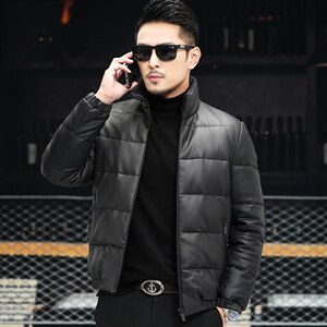 Z22136海宁冬季新款男式二层绵羊皮鹅绒羽绒保暖皮衣男P550，男装皮衣，电商B360