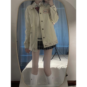 【有货】碎花领拼接外套男女同款春秋情侣工装夹克K95CC-特P60图片