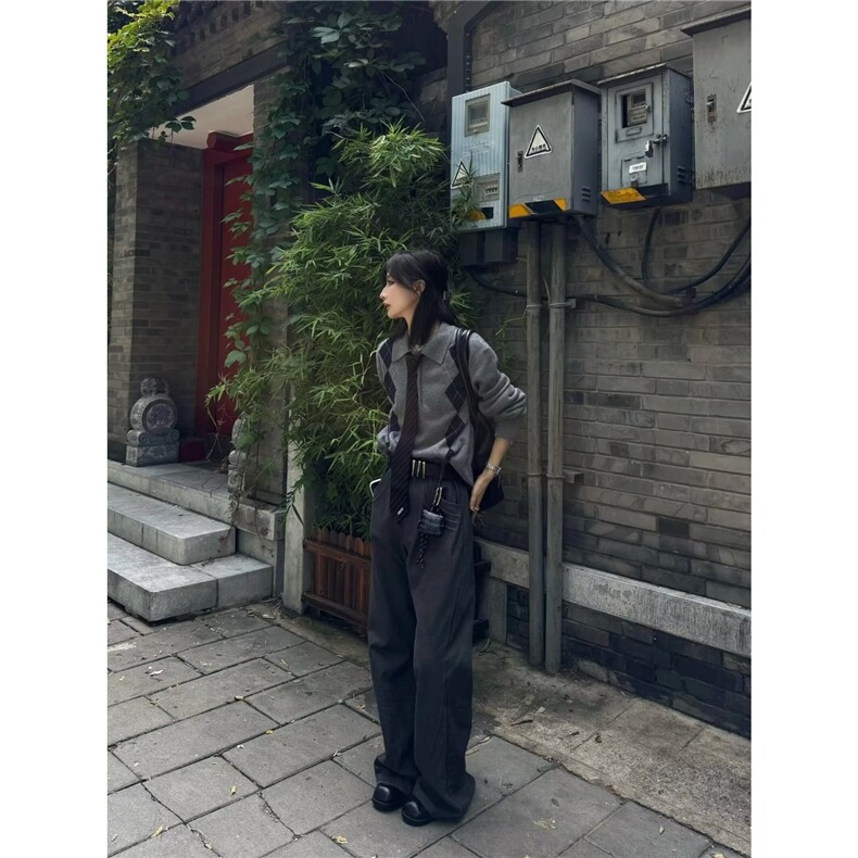 TH0903-P60气质菱格老钱风毛衣ins简约百搭时尚新款潮流文艺慵懒,男装针织衫/毛衣,电商C233