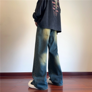 秋季新款潮流美式复古直筒拖地水洗牛仔裤B315-K24272-P55控78图片