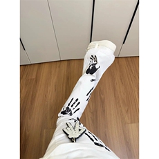 高质量现货数据款！美式高街手掌印花微喇长裤，男装牛仔裤，星座617C