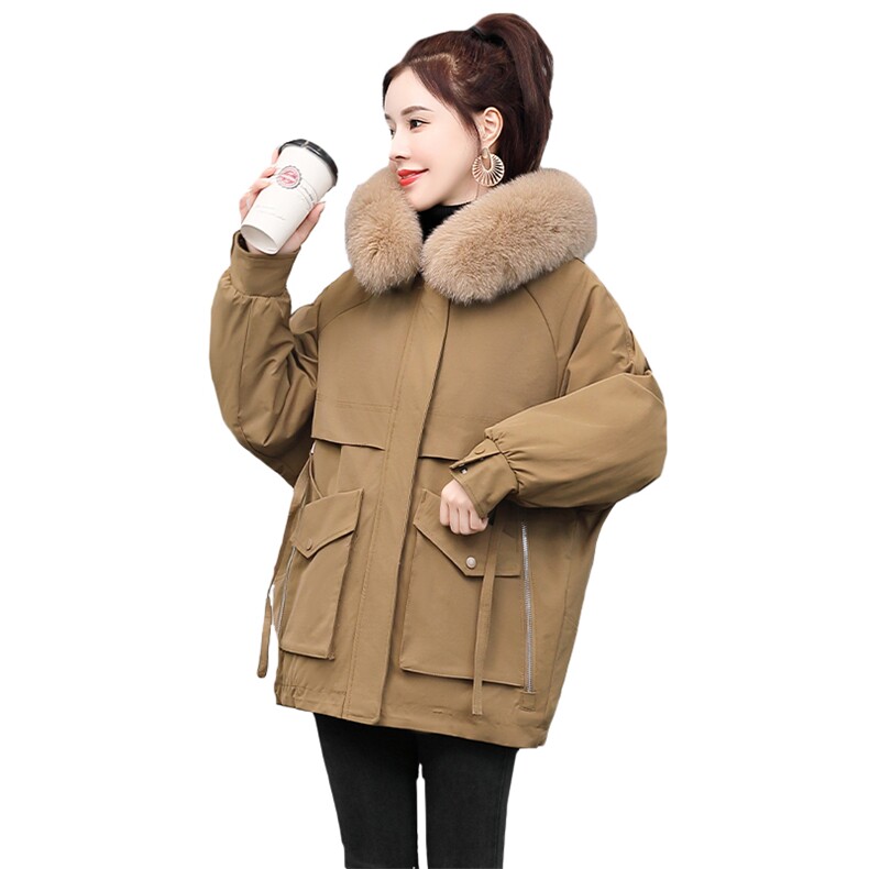 加绒加厚派克棉服女2025冬季新款连帽棉衣宽松休闲百搭小个子棉袄，女装棉衣/棉服，采品优优