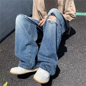 牛仔裤男秋季潮大码休闲裤子高街N903P45图片