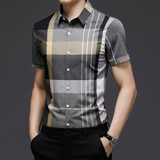 AD2190钱塘2020-3夏季新款男士商务休闲高端格子短袖衬衣P65，男装衬衫，钱塘207-3