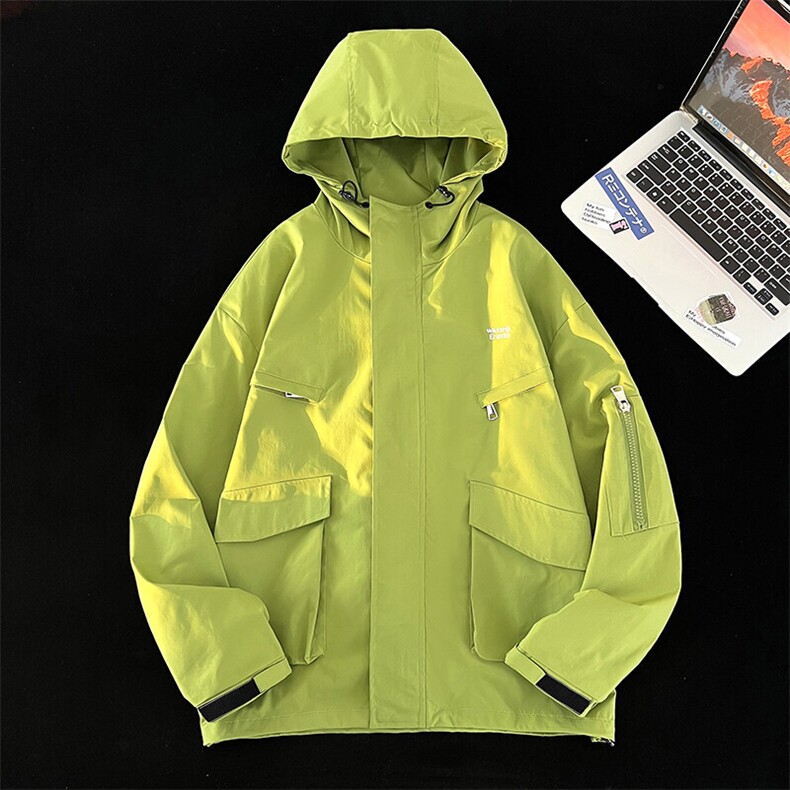 情侣款夹克春季工装潮户外刺绣冲锋衣男连帽外套A266-JK8019-P55,男装夹克,电商A266
