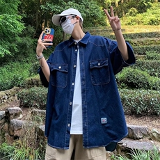 衬衫文艺青春流行夏季五分袖百搭男时尚标准潮新款纯色简约，男装衬衫，星座716-2