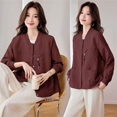 现货时尚休闲洋气外套女2026秋季新款百搭显瘦提花简约夹克上衣，女装大码女装，木橙西子