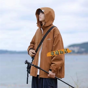 机能户外防风连帽外套男街头复古冲锋衣夹克潮JK268-P69 夹棉p85图片