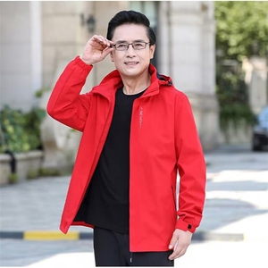 GK66P60中老年夹克四季款连帽防水冲锋衣爸爸装男士商务茄克外套，男装夹克，星座1108-3