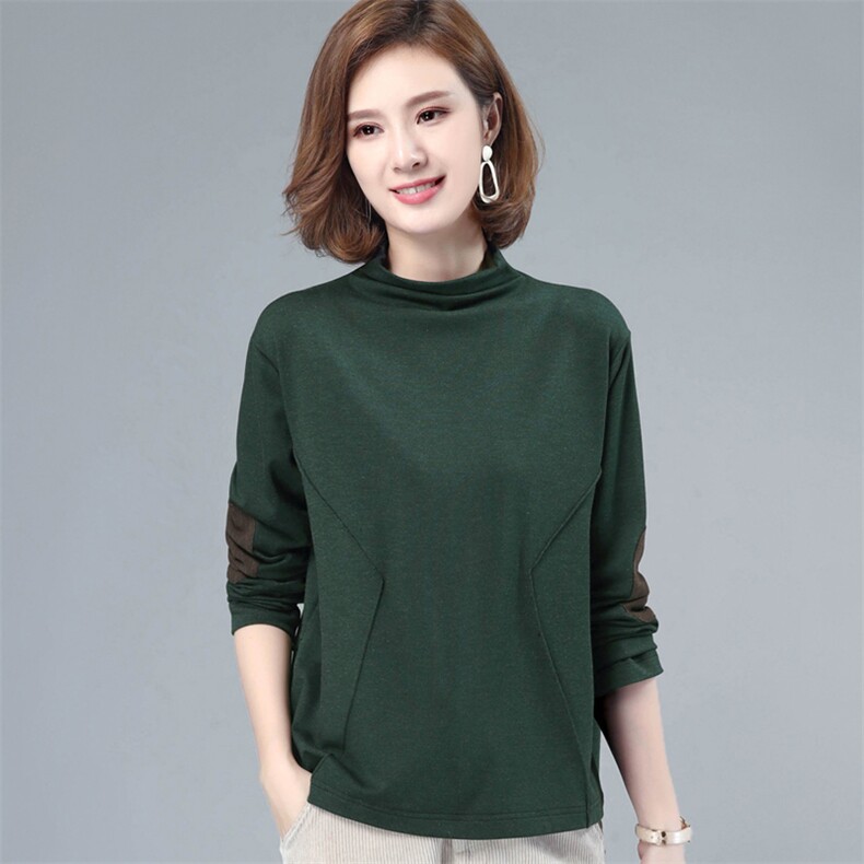 长期现货，秋冬款圆领卫衣休闲绣花拼接打底衫女，女装T恤，涵誉