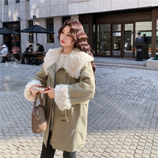 冬季新款韩式海军领羊羔毛90绒派克羽绒服2156P320K488，女装羽绒服，2C219