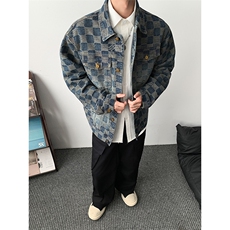 得物二开牛仔方格设计感百搭夹克外套男2026秋季新款JK1275-P85，男装夹克，星座1103-3