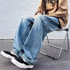 美式牛仔裤男春秋新款休闲水洗渐变牛仔直筒裤N231P40图片