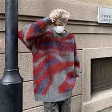 美式条纹水貂毛衣2024新款秋冬季情侣慵懒外穿针织上，男装针织衫/毛衣，星座716-3