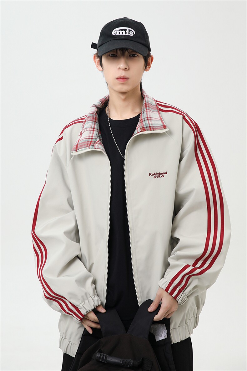 港风美式字母刺绣日系条纹立领夹克外塔男XZ213-JK5529-P90控128,男装夹克,星座213