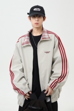 港风美式字母刺绣日系条纹立领夹克外塔男XZ213-JK5529-P90控128，男装夹克，星座213