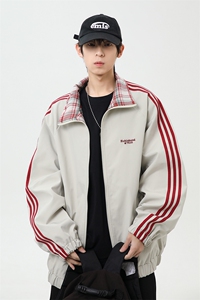港风美式字母刺绣日系条纹立领夹克外塔男 XZ213-JK5529-P90控128图片
