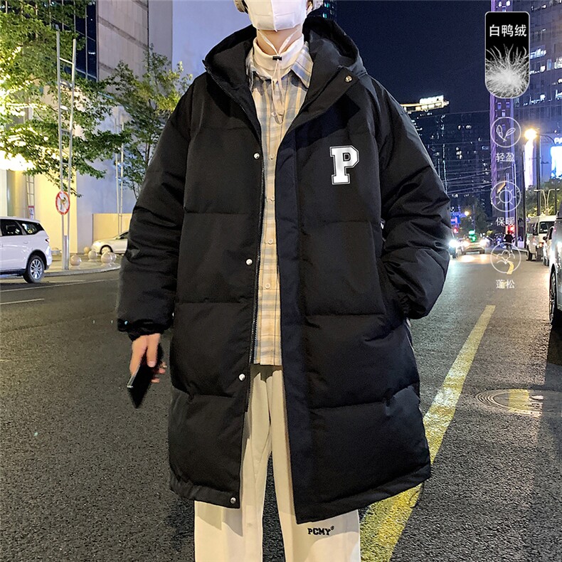 港风冬季新款长款连帽白鸭绒羽绒服男潮宽松YR6160P285控358，男装羽绒服，电商A268A