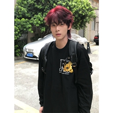 网图有货蝴蝶花园刺绣长袖T恤男女宽松休闲圆领上衣A1062-P40，男装T恤，星座1505