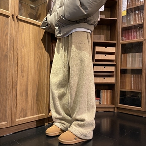 抖音品质冬季新款羊羔绒保暖宽松直筒休闲裤B315-K847-p65控88图片