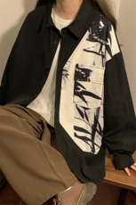 特批P28无差价秋季风水墨画拼接设计感衬衣外套男女同款C2522，男装衬衫，电商A001