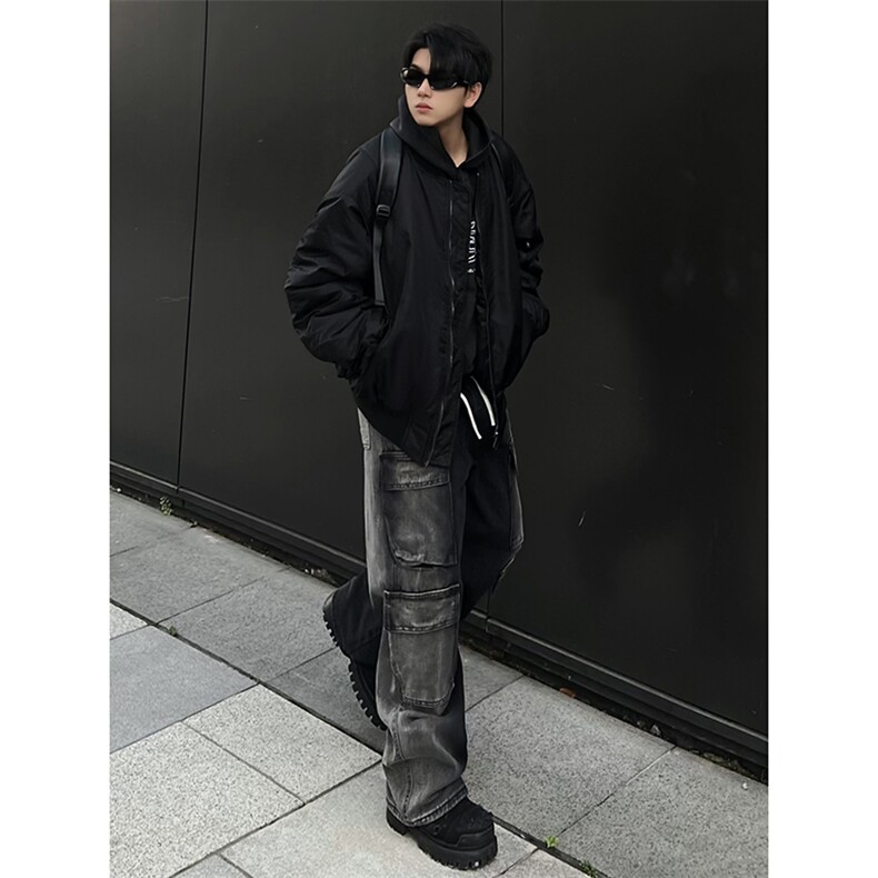 B221 美式ins高街重工艺宽松做旧工装牛仔裤子 LK23143-P80 控108图片