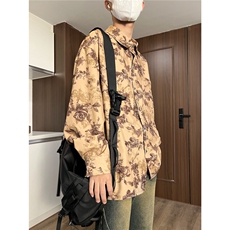 春秋款港风衬衫小众花纹复古长袖衬衫A061-EC50088-特P35，男装衬衫，电商A061