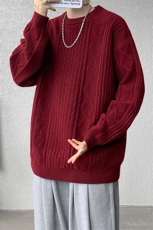 8XL-M圆领毛衣男秋冬季宽松慵懒套头麻花针织衫毛线衣MY19005P68，男装针织衫/毛衣，电商B312