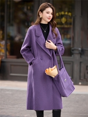 现货手工缝制冬保暖新款时尚大西装双面呢大衣带包包，女装双面呢大衣，美静678