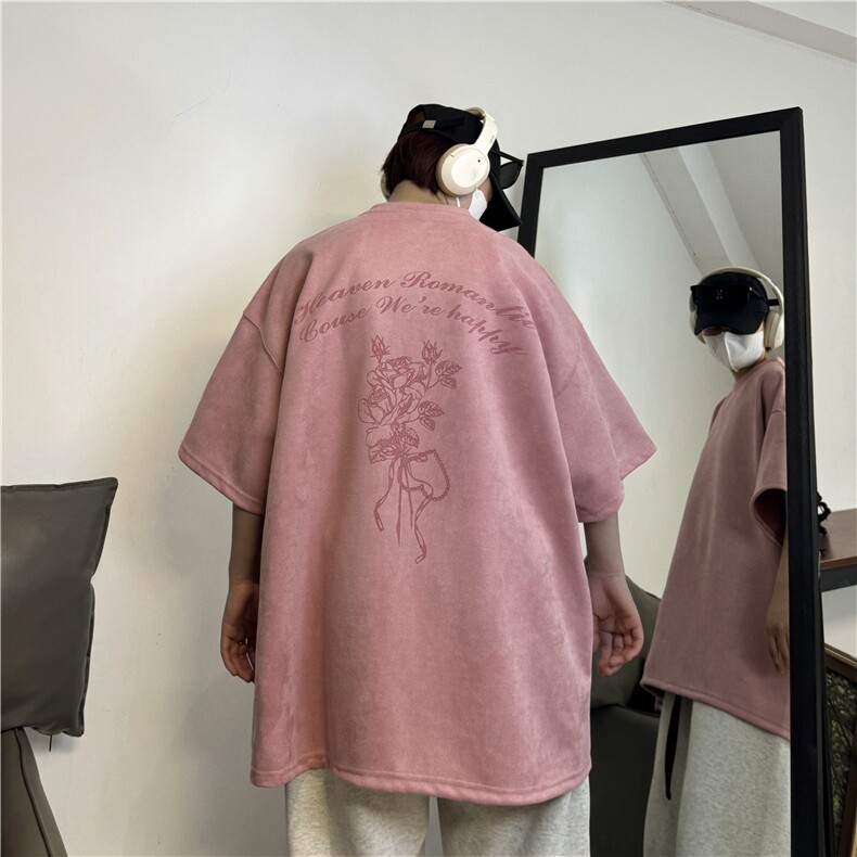 麂皮绒烧花美式复古街头潮牌t恤重磅中性XZ301B-JB4301-p28,男装T恤,星座301B