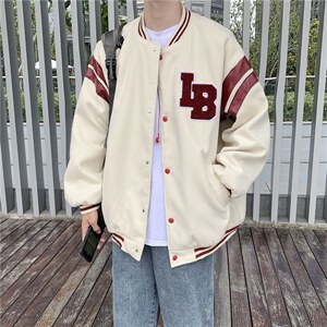 韩版原宿风街头外穿毛巾绣字母夹克男ins情侣休闲外套 W1309-P55图片