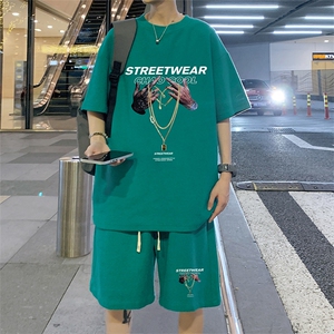 ！2024夏季新款男士华夫格短袖T恤潮牌半袖一套HTZ63P50图片