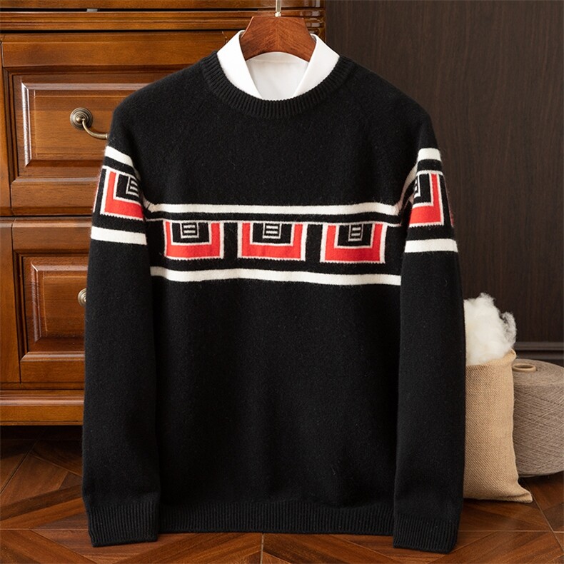 2024秋季新款羊绒圆领长袖套头衫，男装羊绒套衫，米亚康羊绒