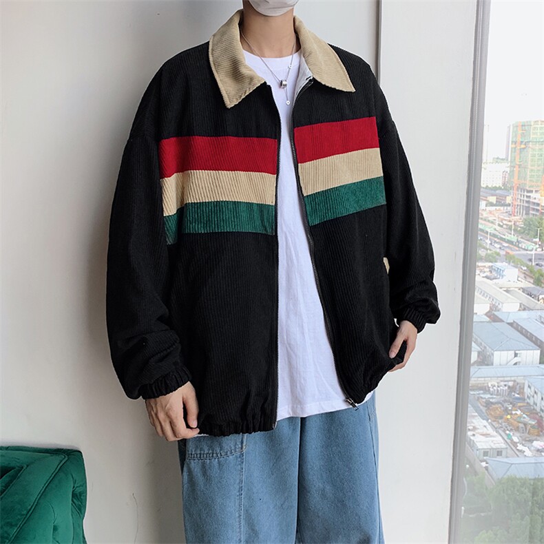 灯芯绒外套秋潮流撞色休闲夹克ins港风宽松百搭棒球服W1190-P56,男装夹克,星座512-4