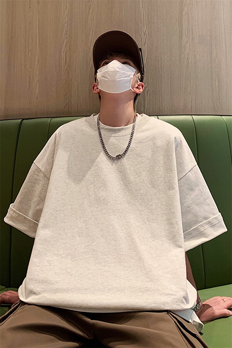 220g精梳棉纯棉t恤男女款短袖宽松圆领复古内搭上衣TX601-特P22,男装T恤,电商A178