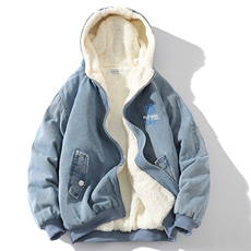 牛仔外套加厚加绒衣男羊羔毛服男砖墙NM53274-P140，男装棉衣，电商A040A