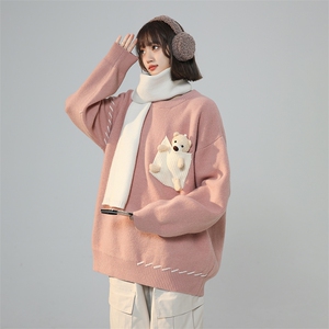 可爱小熊毛衣男女秋冬ins小众百搭情侣XZ225-3-MY05-P80控108图片