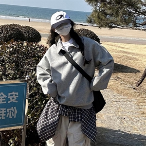 抖音得物高品质二开 25秋冬美式高街结构设计POLO翻领卫衣外套W77图片