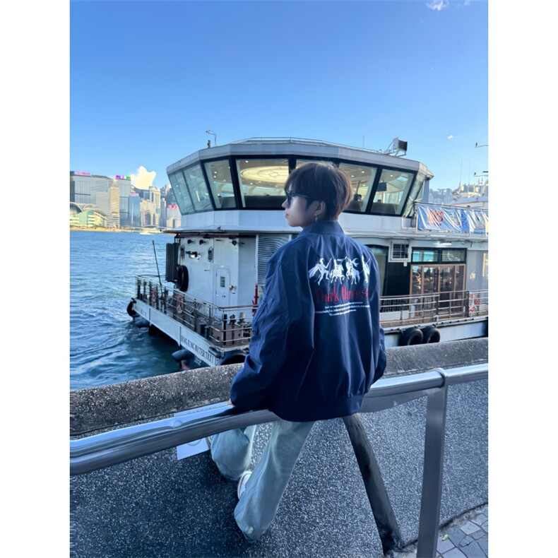 网络图现货潮美式男女春秋新款字母刺绣宽松情侣夹克J791-P65,男装夹克,星座715-7