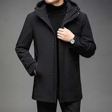棉衣男冬季新款连帽外套中年羽绒可卸内胆棉服上衣QLMF86060-P345，男装羽绒服，电商B212（原钱塘6029）